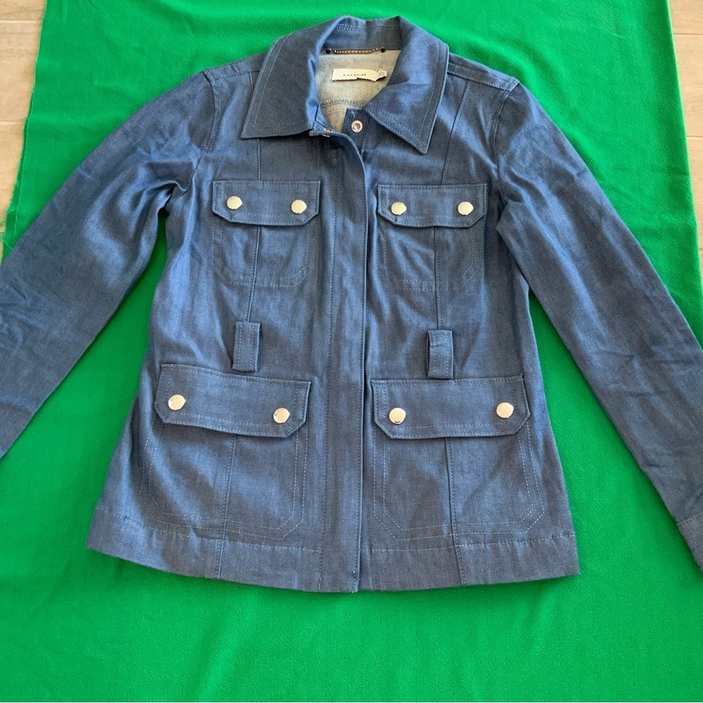 COACH 1941 Denim Jacket Size 6 Blue Zip From Cotton Stretch NO BELT Women’s